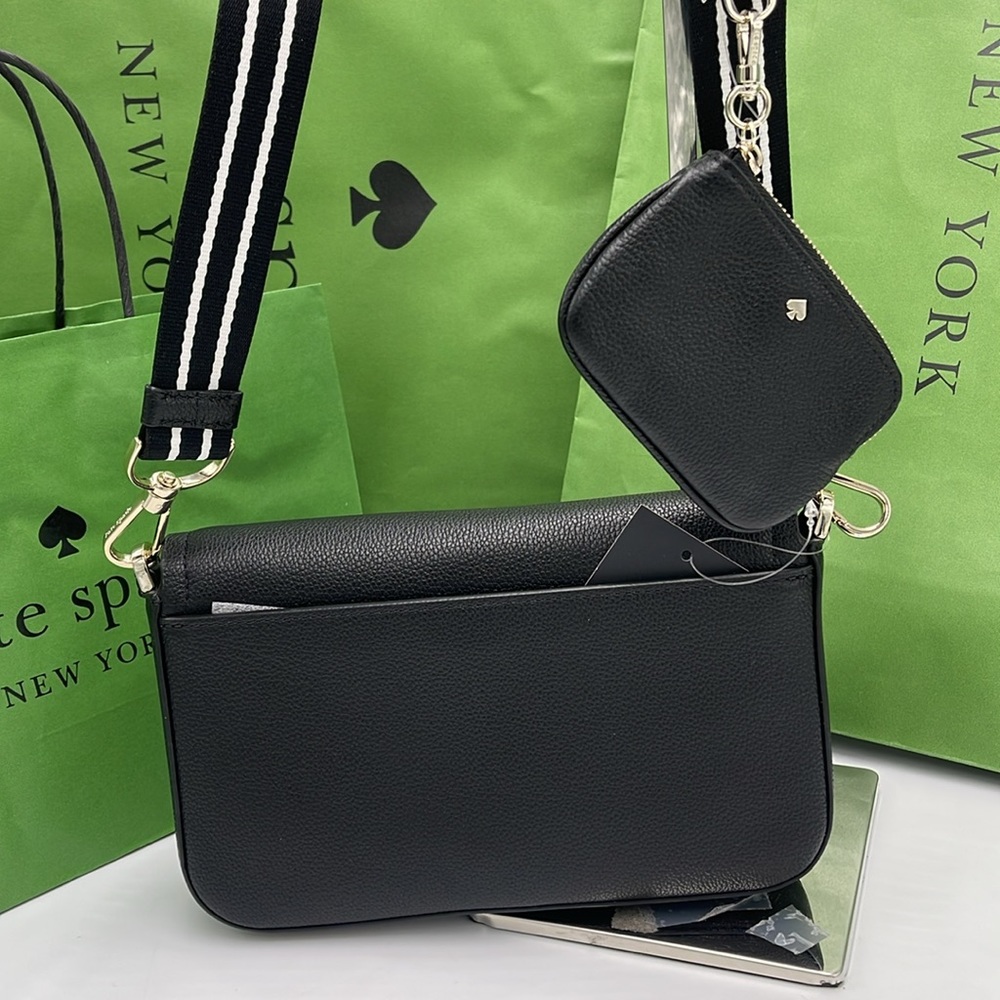 KATE SPADE Rosie Pebble Leather Small Flap Crossbody Black NWT - Picture 7 of 16